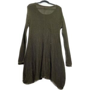 Latiste by Amy Womens Sweater Tunic Top Long Sleeve Cable Knit Army Green Small